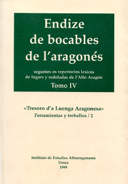 Portada: Endize de bocables de l'aragonés seguntes os repertorios lesicos de lugars y redoladas de l'Alto Aragón