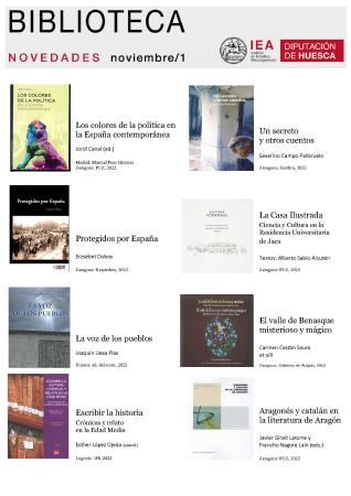 Novedades seleccionadas por la Biblioteca del IEA para la primera quincena de noviembre