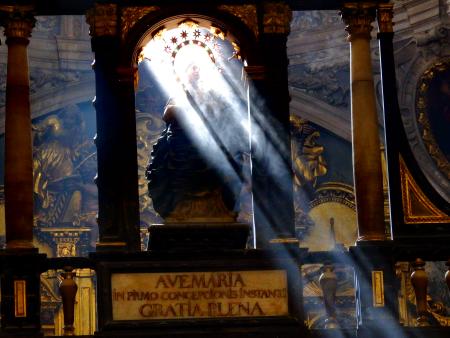 Virgen de la Inmaculada. Retablo de San Joaquín de la catedral de Huesca. (Foto: José Miguel Navarro López)