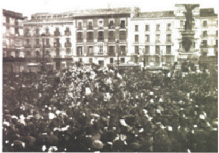 Plaza de la Constitución al paso de la comitiva fúnebre