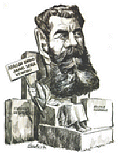 Caricatura de Joaquín Costa en su monumento de Graus