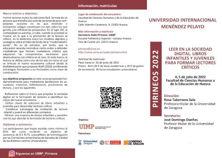 Curso de la UIMP-Pirineos sobre lectura infantil y juvenil en la sociedad digital