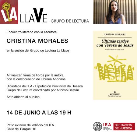 Encuentro literario con Cristina Morales en el IEA