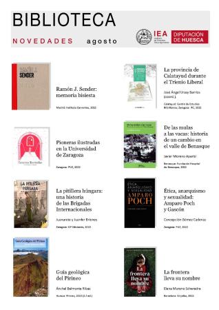 Novedades seleccionadas por la Biblioteca del IEA para el mes de agosto